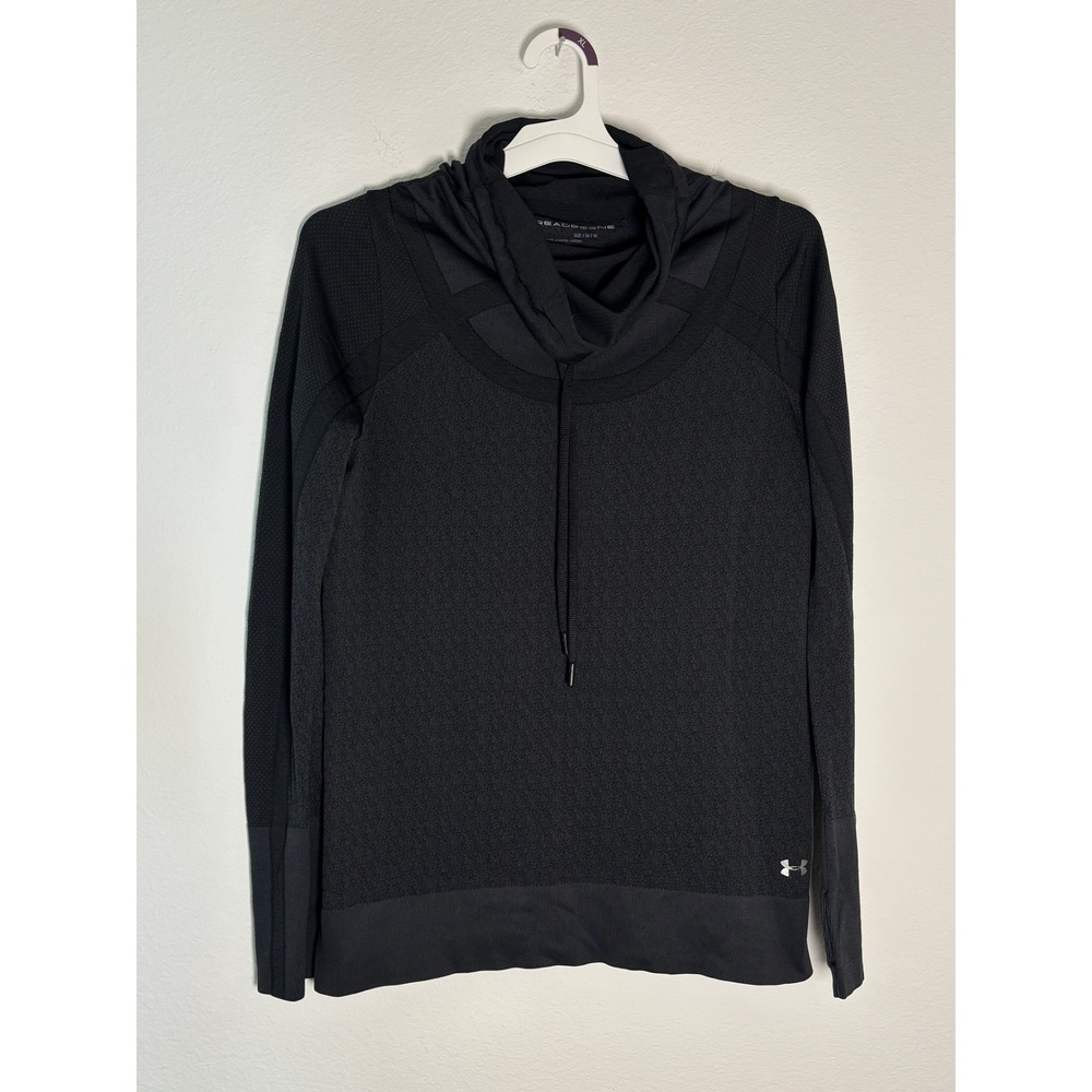 Under Armour Threadborne‎ HeatGear Cowl Neck Pullover Black Womens Medium Fitted